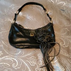 Guess black purse studded leather flower